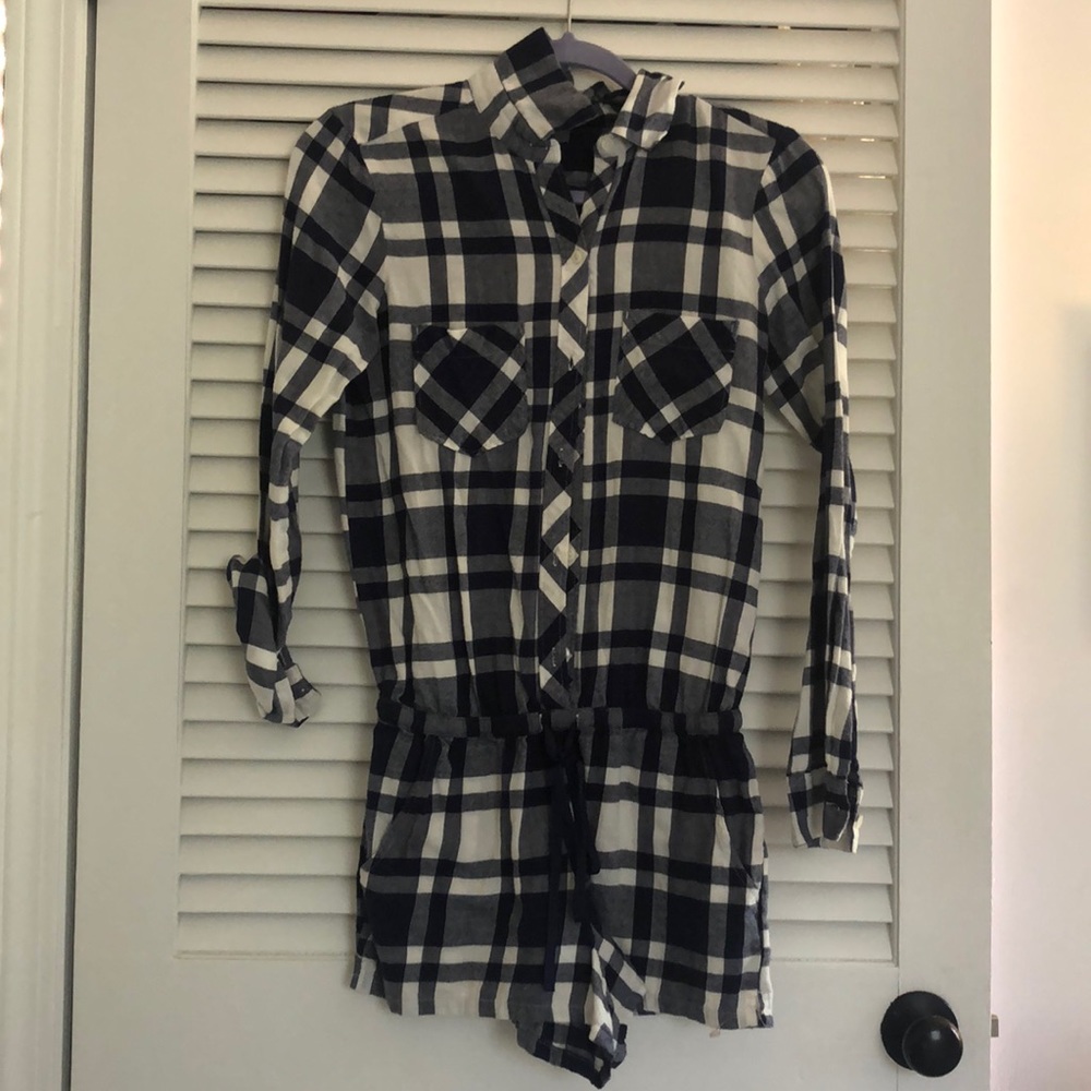 Aerie Flannel Romper XS
